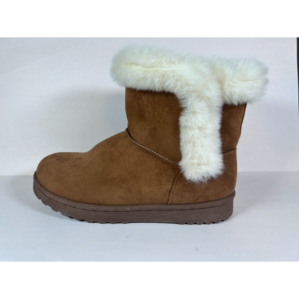 SO Kohls Uggs Dupe Faux Fur Fall Winter Boots Womens Sz 7.5 Cozy Ankle Booties
